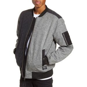 WeSC Mens Blocked Bomber Jacket Large (5) Multi Melange Grey - NWT